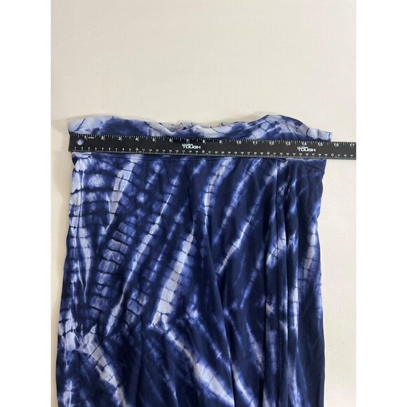 Pink Lotus Sz M High Slit Maxi Skirt Blue Grey Tie Die - Picture 6 of 6